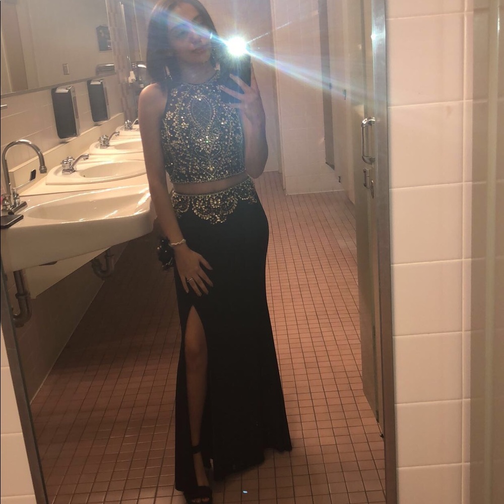 Black and Gold Prom Dress